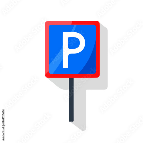 Parking Sign 2D flat vector illustration, isolated on a white background.