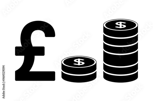 Pound sterling and dollar coin currency exchange