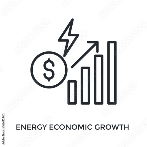 Economic Growth Icon Outline Style. Vector Illustration For Graphic Design