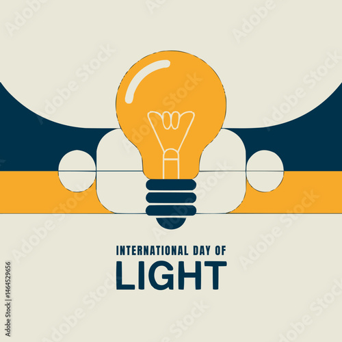 International Day of Light Illustration with Glowing Bulb Design