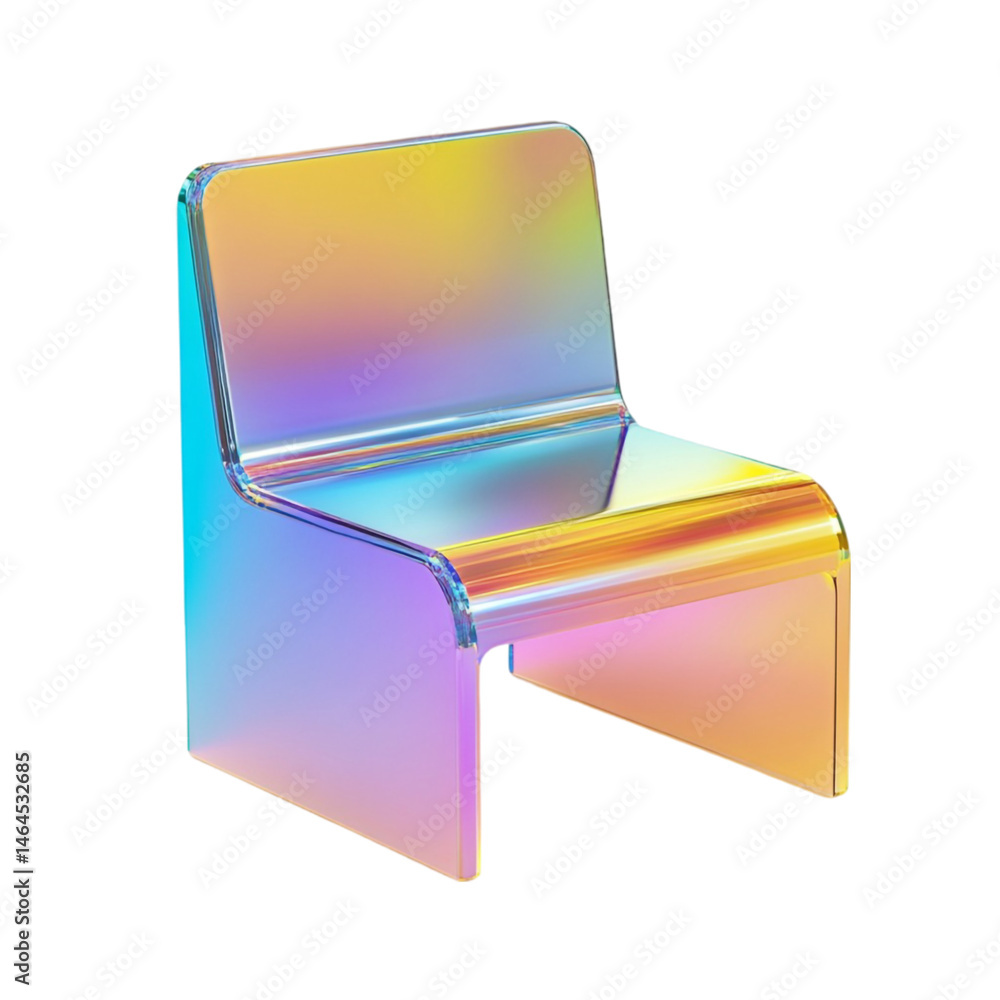 Obraz premium Iridescent modern chair design minimalist furniture art colorful seat