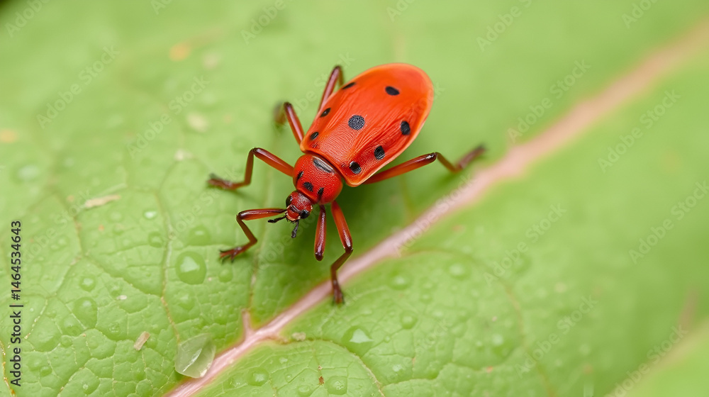 Fototapeta premium Red cotton stainer bug on a leaf