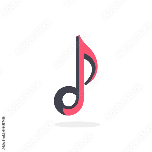 Relaxing Music Note 2D flat vector illustration, isolated on a white background.