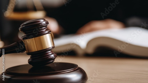 Wallpaper Mural Wooden gavel positioned on a table in a courtroom setting. Torontodigital.ca