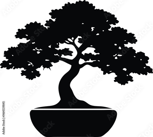 bonsai tree silhouette vector illustration
