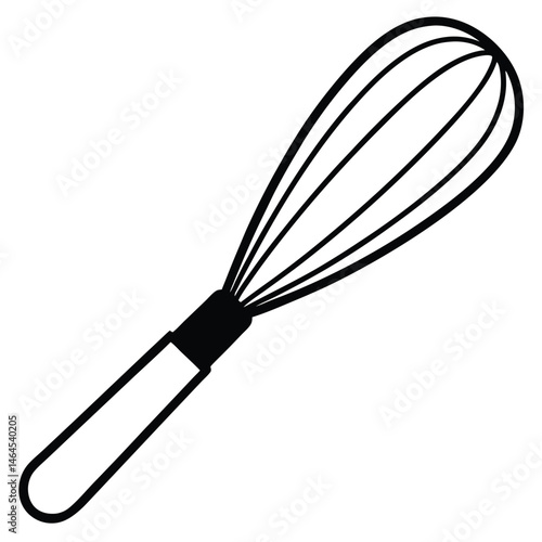 A simplistic whisk is featured, showcasing a tool often used in baking processes