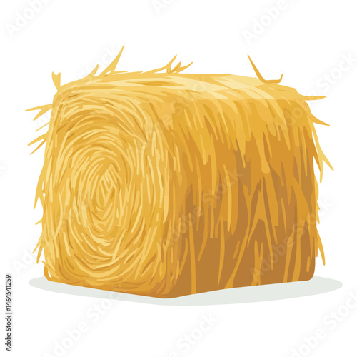 Hay Bale 2D flat vector illustration, isolated on a white background.