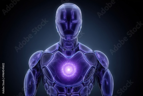 Wallpaper Mural Futuristic robot figure illuminated with vibrant purple light showcasing advanced technology and design elements representing the future of artificial intelligence innovation Torontodigital.ca