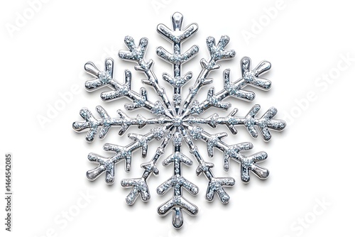Sparkling silver snowflake ornament, detailed design