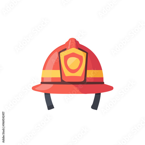 2D flat Firefighter Helmet vector illustration, isolated on a white background.