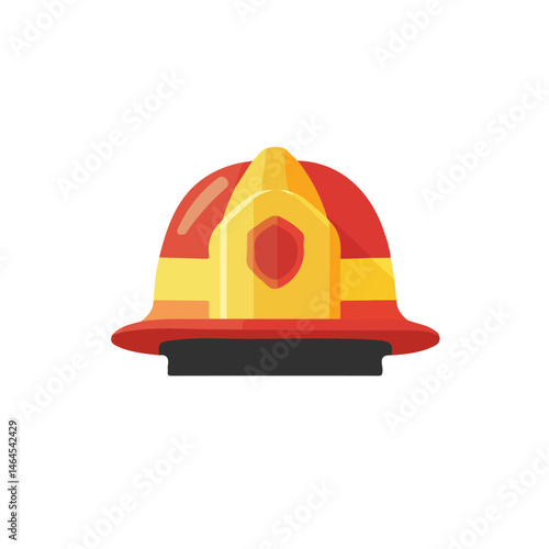 2D flat Firefighter Helmet vector illustration, isolated on a white background.