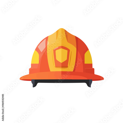 2D flat vector illustration of Firefighter Helmet, isolated on a white background.