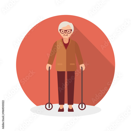 2D flat vector illustration of Elderly Care, isolated on a white background.