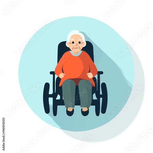 2D flat Elderly Care vector illustration, isolated on a white background.