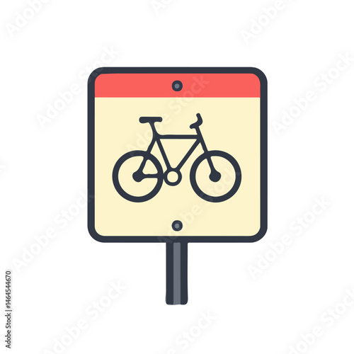 2D flat vector illustration of Bicycle Lane Sign, isolated on a white background.