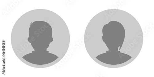 Set of male and female avatars. Abstract user profile icons and silhouettes. Vector badges for unknown or anonymous people.