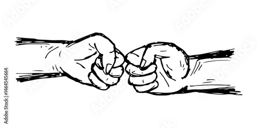 Two fists bumping together, a gesture of greeting, vector hand drawn.