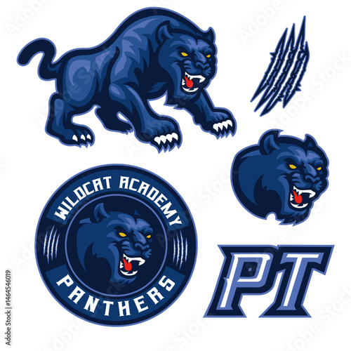 Panther Mascot Logo  Set  Sports Team Emblem Collection