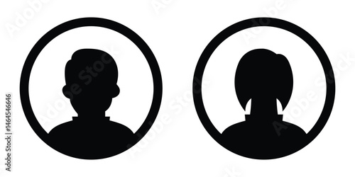Male and female silhouette collection. User profile icon. Vector avatars for user profiles. Profile, avatar, Person Profile, User silhouette isolated on white background.