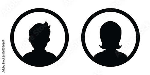 Male and female silhouette collection. User profile icon. Vector avatars for user profiles. Profile, avatar, Person Profile, User silhouette isolated on white background.
