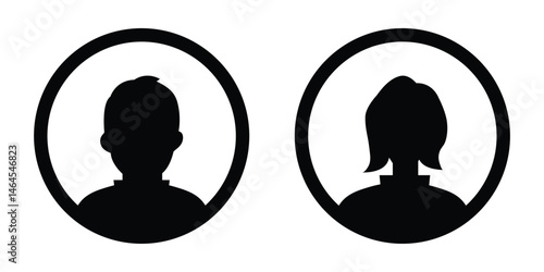 Avatar icon vector male and female user person profile symbol. Set man and woman head icon silhouette. Male and female avatar profile sign. Users profile collection. Persons symbol. Silhouette avatars