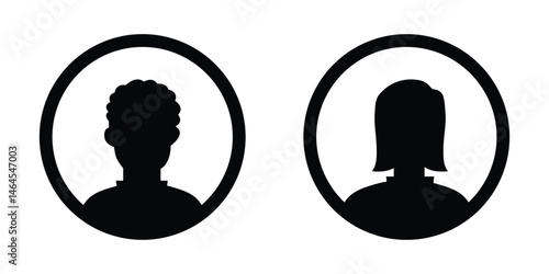 Avatar icon vector male and female user person profile symbol. Set man and woman head icon silhouette. Male and female avatar profile sign. Users profile collection. Persons symbol. Silhouette avatars