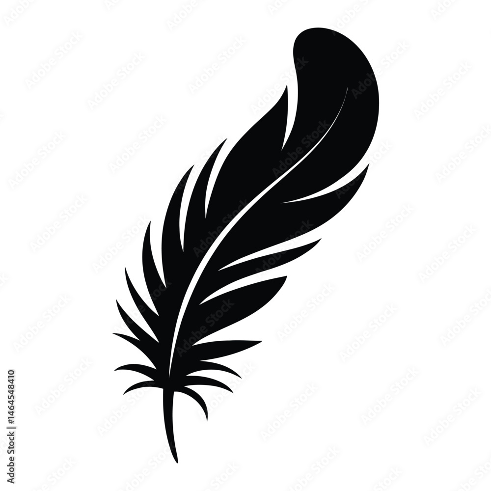 Obraz premium Abstract Feather Silhouette, Vector, Illustration, Icon, Logo, White Background.