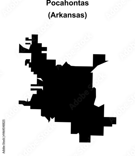 Fotografie Pocahontas (Arkansas) blank outline map
