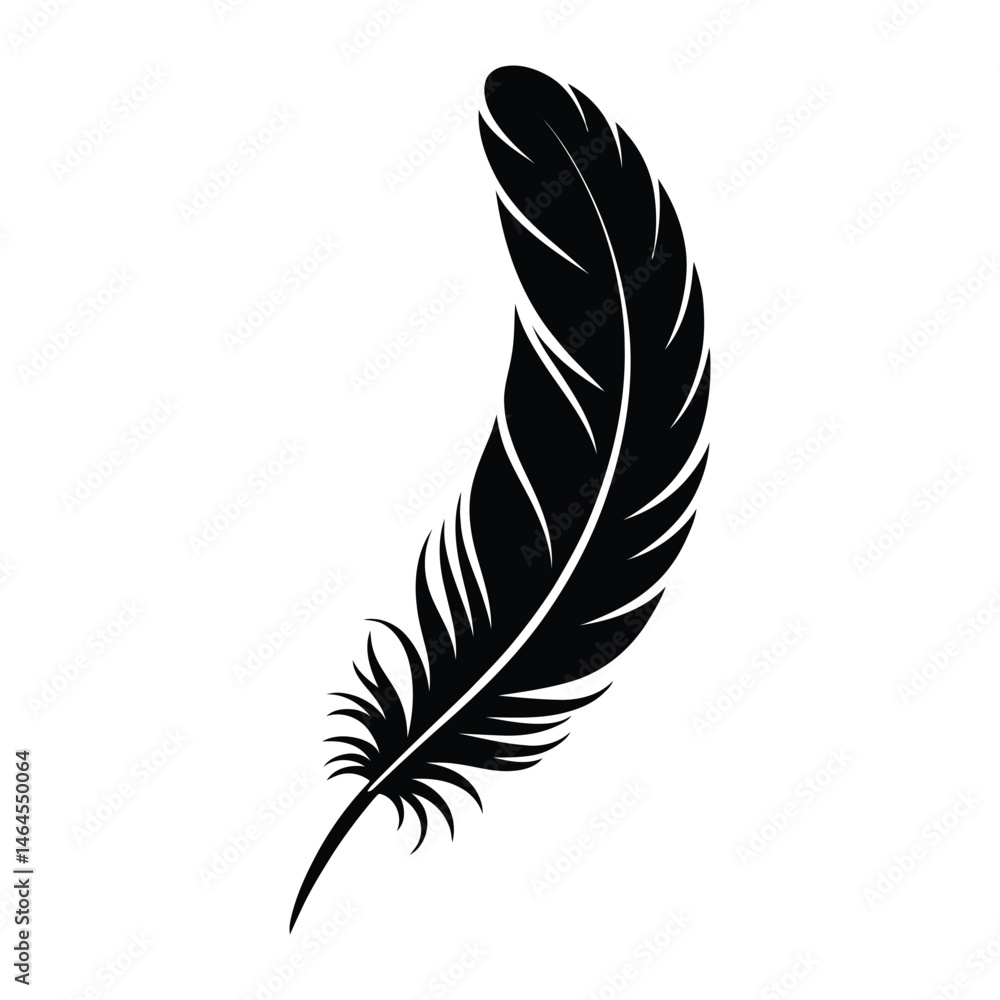 Fototapeta premium Book cover Feather Silhouette, Vector, Illustration, Icon, Logo, White Background.