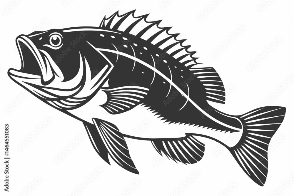 Fototapeta premium rockfish sihouette black vector