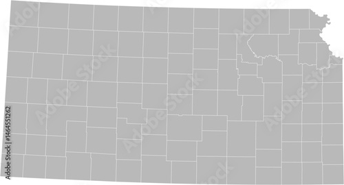 Kansas vector map with county boundaries (Albers equal area conic projection, PPT-compatible & fully editable)