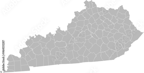 Kentucky vector map with county boundaries (Albers equal area conic projection, PPT-compatible & fully editable)