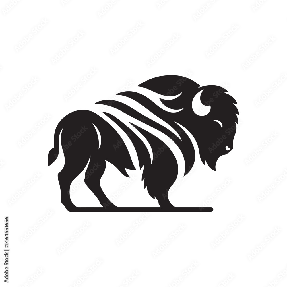 Fototapeta premium bison vector silhouette clip art logo illustration