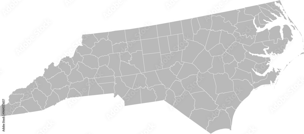 North Carolina vector map with county boundaries (Albers equal area conic projection, PPT-compatible & fully editable) North Carolina vector map with county boundaries (Albers equal area conic projection, PPT-compatible & fully editable)