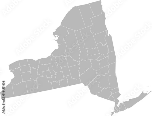 New York vector map with county boundaries (Albers equal area conic projection, PPT-compatible & fully editable)