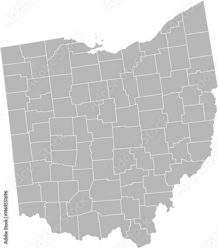 Ohio vector map with county boundaries (Albers equal area conic projection, PPT-compatible & fully editable)