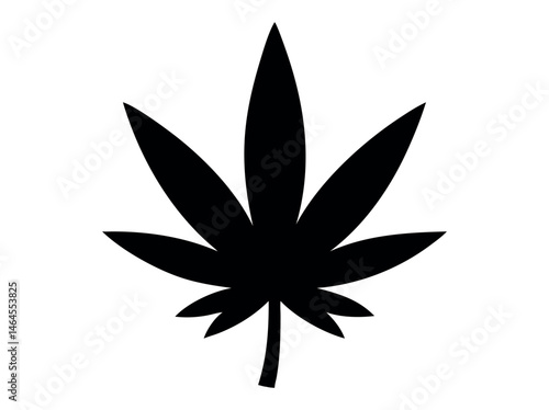 Silhouette of a Cannabis Leaf, marijuana leaf vector black illustration, silhouette of a cannabis leaf against a pure white background. leaf, silhouette, black and white, simple, graphic, icon, logo, 