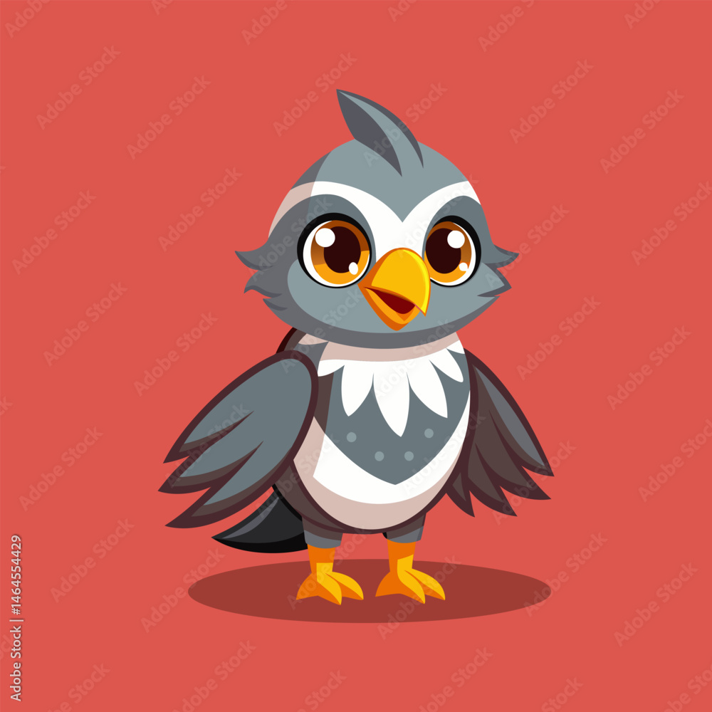 Adorable Cartoon Bird Illustration - Cute Gray Bird Character Adorable Cartoon Bird Illustration - Cute Gray Bird Character