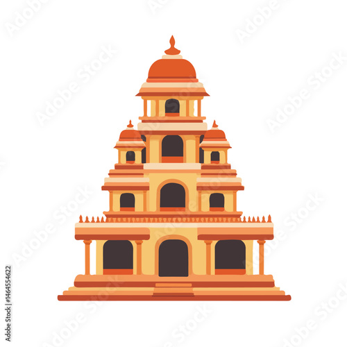 2D flat Traditional Architecture vector illustration, isolated on a white background.