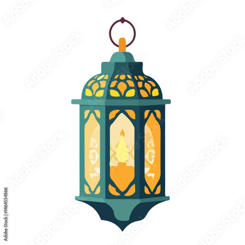 2D flat vector illustration of Ramadan Lantern, isolated on a white background.