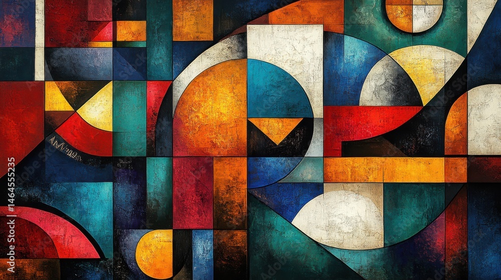 Fototapeta premium An energetic Cubism-inspired design with angular shapes, bold lines, and vibrant hues