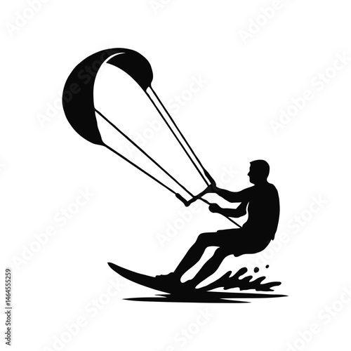 Silhouette of a man in kitesurfing