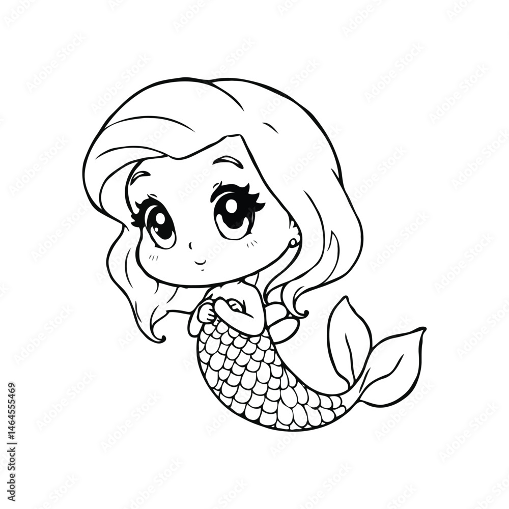Fototapeta premium Cute mermaid vector on white background