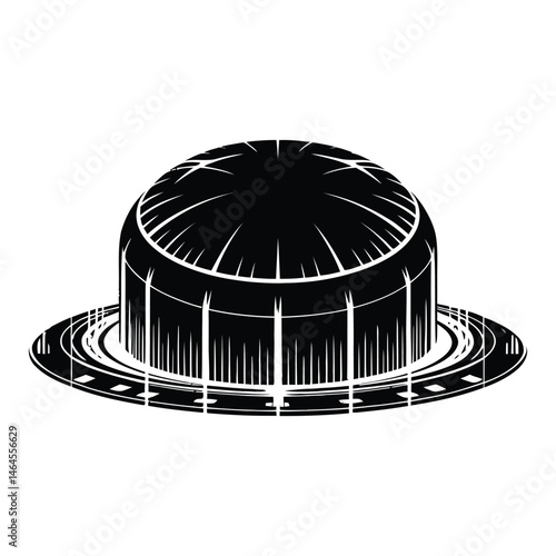 Underwater data center Silhouette, Vector, Illustration, Icon, Logo, White Background.