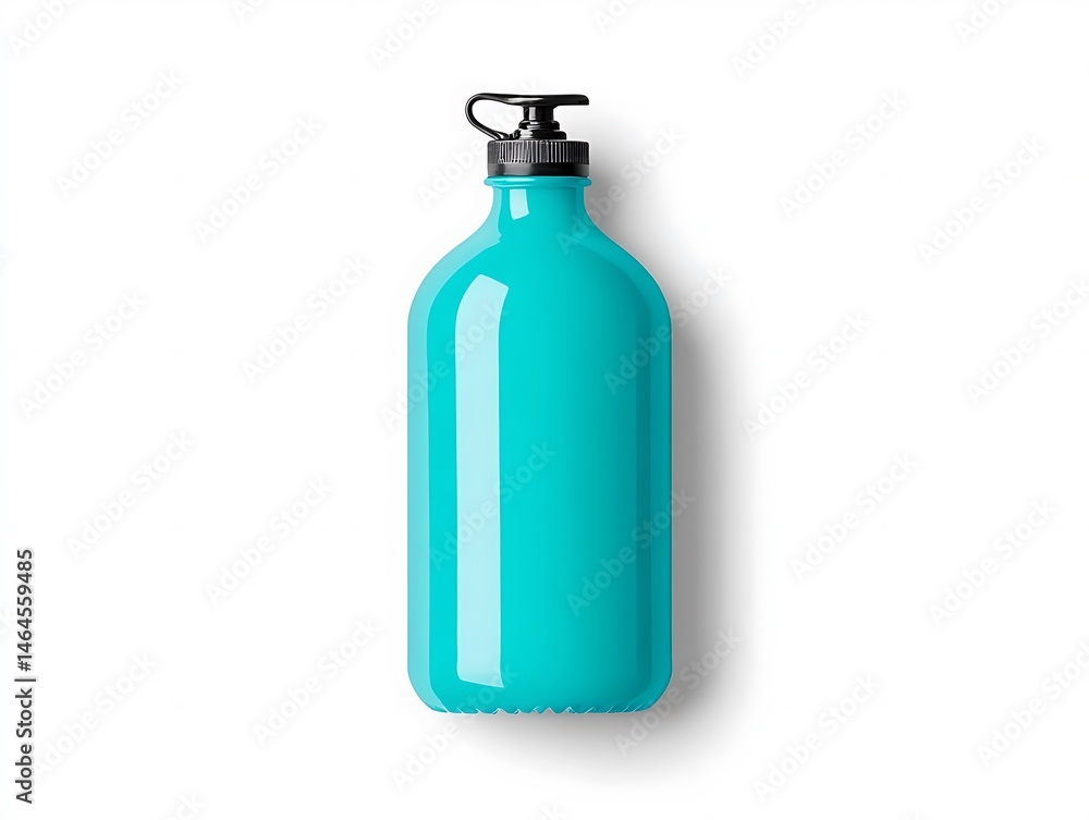 Teal Plastic Pump Bottle Mockup, Isolated Teal Plastic Pump Bottle Mockup, Isolated
