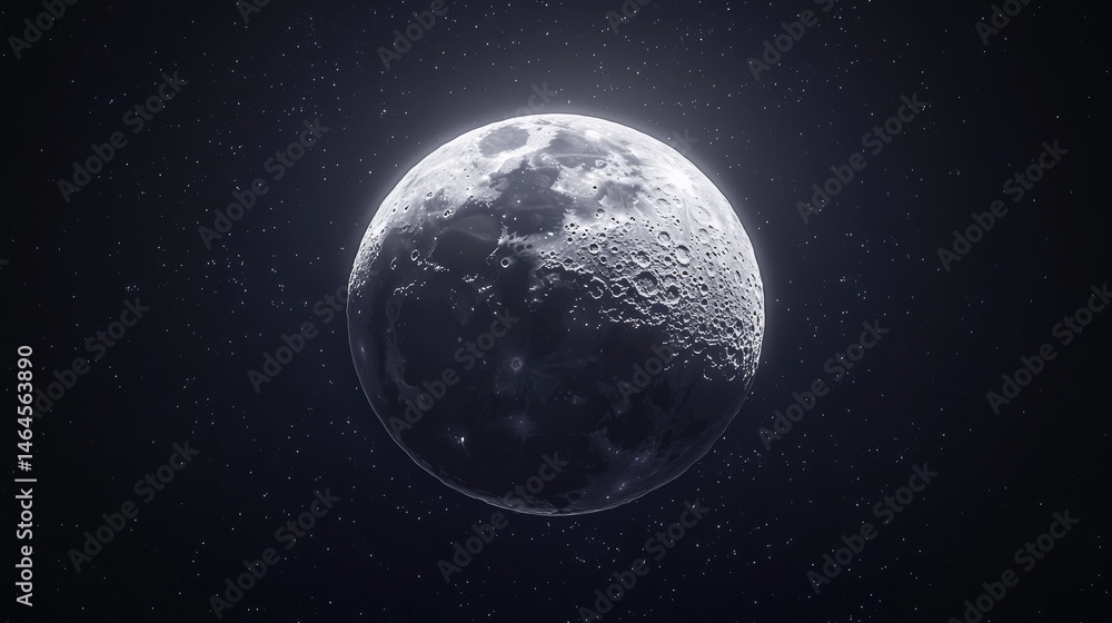 Obraz premium Pixelated Moon With Earth Pattern Against Starry Night Sky