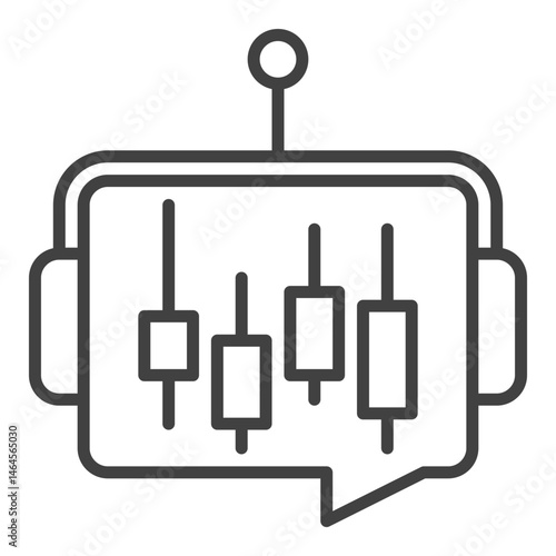 AI Trading Bot with Candlestick Chart vector thin line icon or symbol