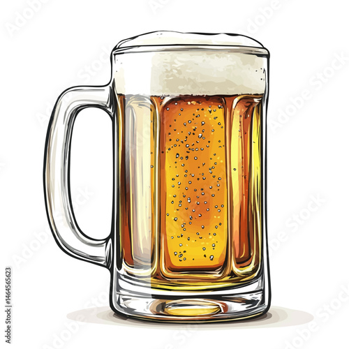 2D flat vector illustration of Beer Mug, isolated on a white background.