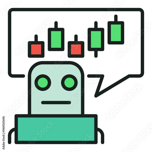 AI Cryptocurrency Trading Bot vector Candlestick Chart with Robot colored icon or symbol