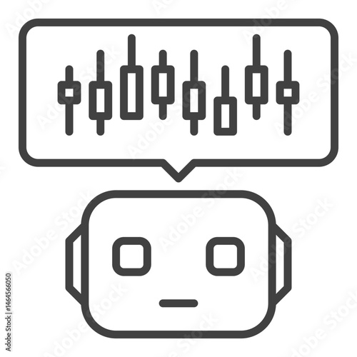 AI Crypto Trading Bot with Candlestick Chart vector icon or symbol in outline style